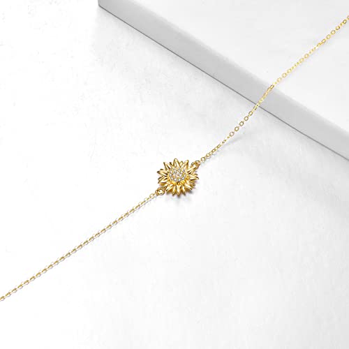 KECHO 14k Yellow Gold Sunflower Jewelry for Women, Fine Gold You are My Sunshine Jewelry Gifts for Her - style: Sunflower Ankle