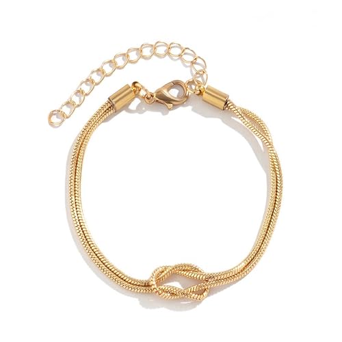 Bracelets for Women Matching Bracelets for Couples Love Knot Bracelet Dainty Snake Chain Forever Infinity Bracelet Adjustable Friendship Bracelet Jewelry Gifts - color: Gold 1pc