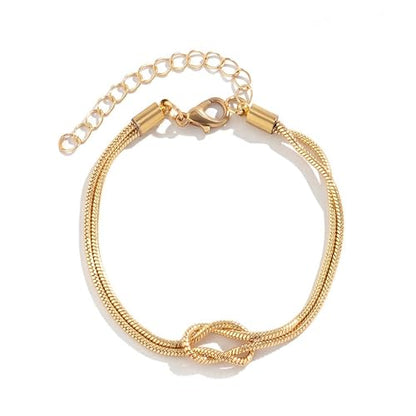 Bracelets for Women Matching Bracelets for Couples Love Knot Bracelet Dainty Snake Chain Forever Infinity Bracelet Adjustable Friendship Bracelet Jewelry Gifts - color: Gold 1pc