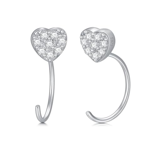 925 Sterling Silver Moissanite Huggie Half Hoop Earrings for Women - style: style 7