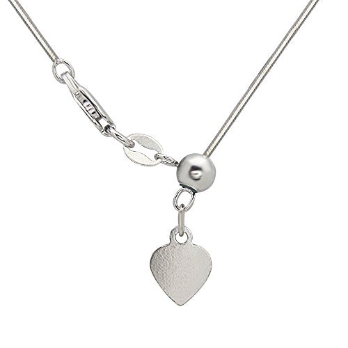 Sterling Silver, Rose or Gold Tone Italian Adjustable Square 8-sided Diamond-Cut Snake Bolo Chain (from 12" to 22") - color: silver