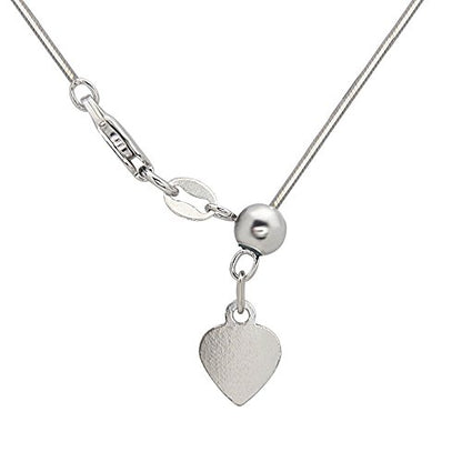 Sterling Silver, Rose or Gold Tone Italian Adjustable Square 8-sided Diamond-Cut Snake Bolo Chain (from 12" to 22") - color: silver