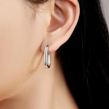 Floral Hoop Earrings 925 Sterling Silver with 14K Gold Plating – Lightweight CZ Flower Hoops | Hypoallergenic Jewelry for Women | Gift Box + Polishing Cloth - color: A-24mm silver earrings