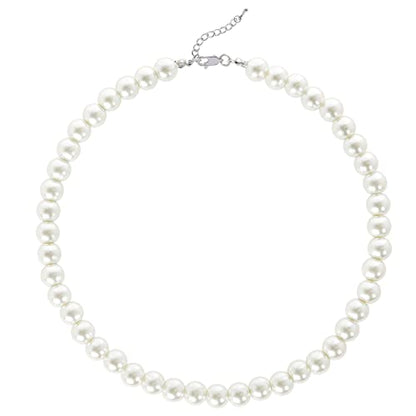 BABEYOND Round Imitation Pearl Necklace Wedding Pearl Necklace for Brides - color: White, size: 10mm