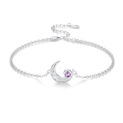 Moon Bracelet for Women 925 Sterling Silver Moonstone/Birthstone Moon Bracelet Butterfly/Dragonfly Bracelet Celtic Moon Butterfly Dragonfly Jewelry Gifts for Women - style: 06-June Birthstone