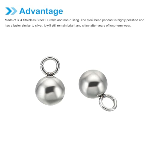 PATIKIL 50pcs Steel Bead Charm, Stainless Steel Ball Bracelet Charm Pendants Metal Round Beads Small Bulk for Jewelry Making - color: Silver Tone, size: 6mm