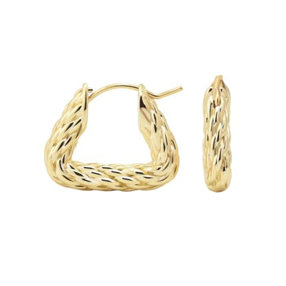 RENAIZ Dainty Lightweight Hoop & Stud Earrings for Women – 14K Gold Plated & Rhodium Plated, Minimalist Geometric Hypoallergenic Jewelry, Tiny Dainty Everyday Studs and Hoops - color: Yellow Gold, style: Triangle Design