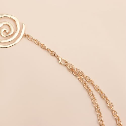 Gold Chain Belt for Women, Waist Jewelry For Women,Golden Spiral Metal Waist Chain, Belly Chain Jewelry for Music Festival & Beach Party