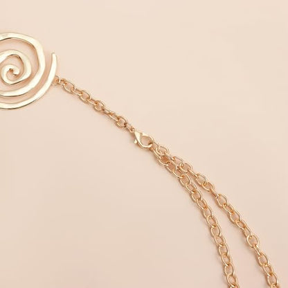 Gold Chain Belt for Women, Waist Jewelry For Women,Golden Spiral Metal Waist Chain, Belly Chain Jewelry for Music Festival & Beach Party