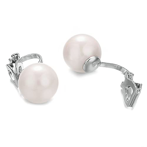 Pearls Clip On Earrings Womens Clip on Earrings Non Pierced Clip on Pearls Women Hypoallergenic Trendy Wedding Jewelry - style: Women's silver pearl clip earrings
