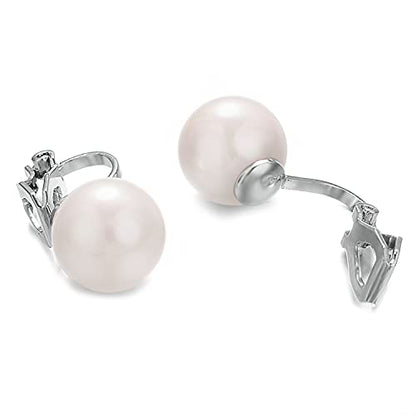 Pearls Clip On Earrings Womens Clip on Earrings Non Pierced Clip on Pearls Women Hypoallergenic Trendy Wedding Jewelry - style: Women's silver pearl clip earrings