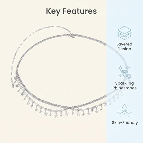 Layered Belly Waist Chain for Women - color: Silver star waist chain