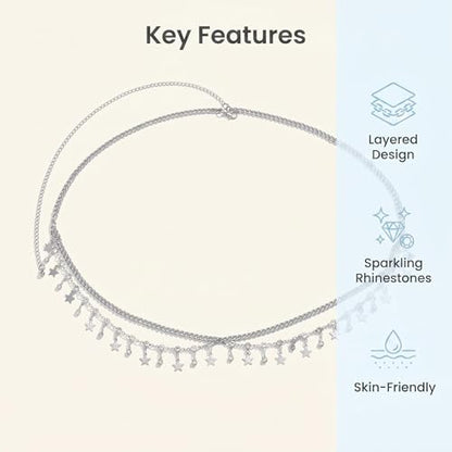 Layered Belly Waist Chain for Women - color: Silver star waist chain