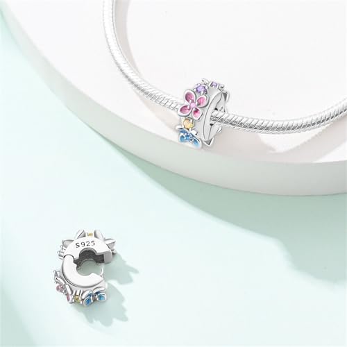 Gold Clip Stopper Charms for Pandora Bracelets Spacers Bead Charms Packs Jewelry Gift for Women - color: Flower Charms-2 Packs