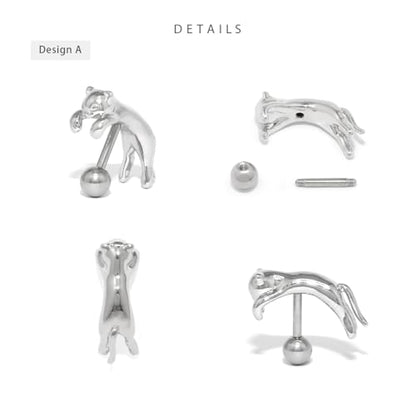 RIN 16G Cat Body Piercing Ball End Cartilage Jewelry Surgical Stainless Steel 1PC for Vertical Helix Ear Lobe Women Men - color: Black, 16G/A