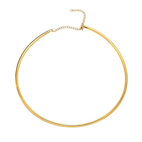 JAJAFOOK Minimalist Round Gold-Tone Bar Necklace Simple Fashion High Neck Choker Female King Neckwire - color: Gold Chain
