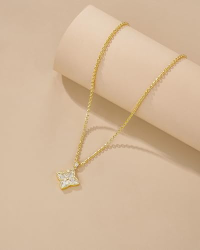 SNGIA 18K Gold Plated Stackable Adjustable Curved Horizontal Bar with CZ Pendant Necklace For Women by SNGIA, Dainty Drop Layered Trendy Birthstone Gemstone Charm Statement Jewelry Gifts, Bohemian Vintage Handmade Unique Cute Thin Skinny Dainty Chain Bead