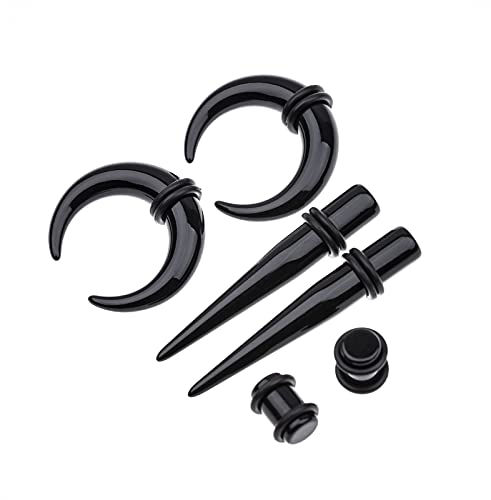 Ear Stretching Kit 54 Pieces 14Gauges-00Gauges Earrings Piercing Kit - color: black