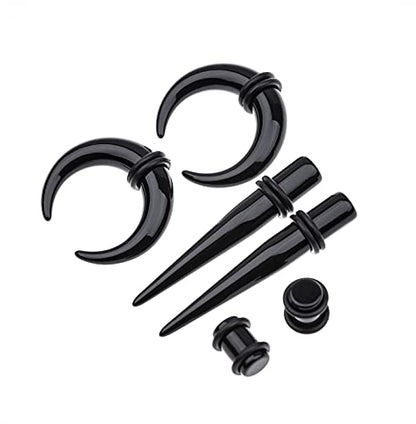 Ear Stretching Kit 54 Pieces 14Gauges-00Gauges Earrings Piercing Kit - color: black