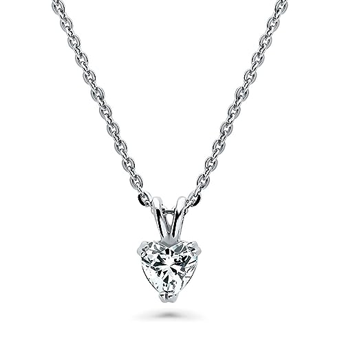 BERRICLE Sterling Silver CZ Solitaire Pendant Necklace for Women, Gold Flashed, Cubic Zirconia - Asscher, Emerald, Heart Shaped, Princess, Round Cut - style: Heart Shaped Cut