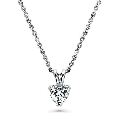 BERRICLE Sterling Silver CZ Solitaire Pendant Necklace for Women, Gold Flashed, Cubic Zirconia - Asscher, Emerald, Heart Shaped, Princess, Round Cut - style: Heart Shaped Cut