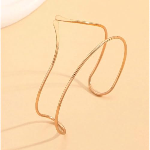 Harry and Henry Arm Cuff Gold Upper Arm Jewelry for Women Adjustable Open Cuff Bangle Bracelets Armband Jewelry Summer Outfits for Women 2026 - color: A:Gold open arm cuff bracelet