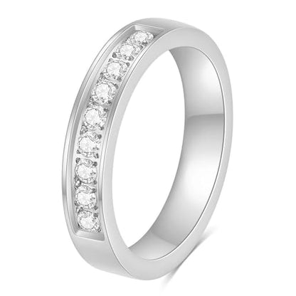 2mm 5mm Tainless Steel Cubic Zirconia Wedding Band Rings For Women,Stackable No Tarnish Fashion Cross Rings Size 4-10 - color: 5mm-Silver