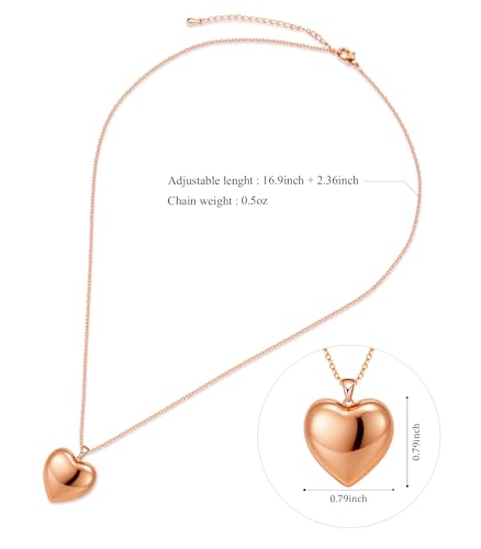 Heart Locket Necklace for Women - 16K Gold Silver Plated Photo Lockets Necklace that Hold 2 Pictures - Great Gift to Keepsake Full of Love and Remembrance, 16.8+2.2 Inch Extension Chain - color: Rose Gold