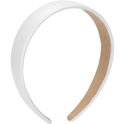 WantGor 1 Inch PU Leather Headband, Wide Padded Hairband Fashion Hair Bands | Cute Womens Headbands Holiday DIY Hair Accessories - color: White