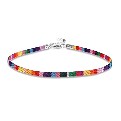 Made by Nami Boho Choker for Women and all Genders Waterproof & Adjustable Surfer Necklace Choker for Pride Parade & Hippie Festival - color: Rainbow
