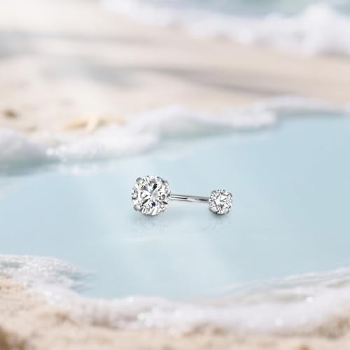 D.Bella 14G Stainless Steel Belly Button Rings 10mm 3/8" Barbell Belly Navel Rings Piercing for Women - style: Style D