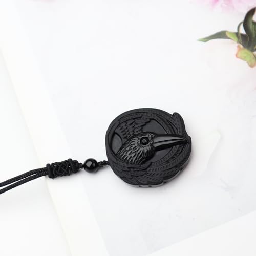 Anjiucc Natural Gemstone Tree of Life Black Obsidian/Golden Obsidian Pendant Necklace for Male and Female Necklace - color: Eagle