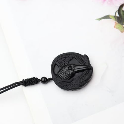 Anjiucc Natural Gemstone Tree of Life Black Obsidian/Golden Obsidian Pendant Necklace for Male and Female Necklace - color: Eagle