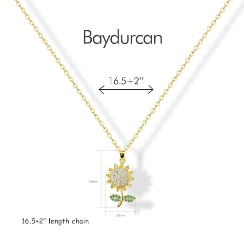 Baydurcan Dainty Gold Necklace for Women Ankh Mom Jesus Sun Star Necklace | 14K Gold Plated Pendant Necklaces Gifts for Friends Sister Mother, Birthday, Christmas, Graduation, Inspirational Gifts - style: Sunflower
