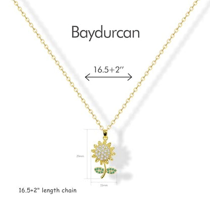 Baydurcan Dainty Gold Necklace for Women Ankh Mom Jesus Sun Star Necklace | 14K Gold Plated Pendant Necklaces Gifts for Friends Sister Mother, Birthday, Christmas, Graduation, Inspirational Gifts - style: Sunflower
