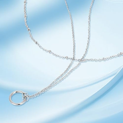Minimalist Stainless Steel Single or Two Circular Hammered Texture Pendant Necklace for Women, 14K Gold/Silver/Rose Gold Plated Hypoallergenic Stackable Layered Collarbone adjustable Chain Necklace, Dainty Layering Necklace Jewelry Gift - style: Silver Si