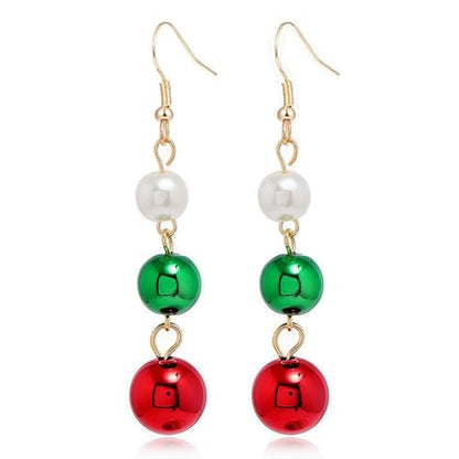 14K Gold Plated Heart Earrings for Women, Heart/Flower/Bow/Pearl Earrings Drop Stud Huggie Hoop Earring Hypoallergenic Earrings Christmas Earrings Festival Party Jewelry Gifts for Women - color: Pearl Red Green