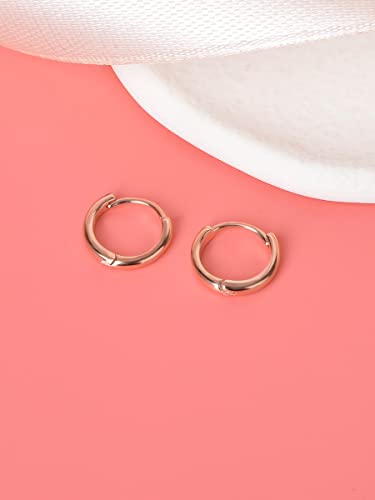 Mini Tiny Huggie Hoop Earrings Top Upper Ear Cartilage Forward Helix Cuff Plain Simple 925 Sterling Silver Gold 9mm 8mm 7mm 6mm 5mm Hoop Earrings - color: Rose Gold-8mm