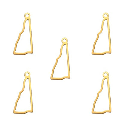 kkjoy 5Pcs Hollow Continents Maps of USA Pendant Charms for Jewelry Making and Crafting, Stainless Steel Mini Charm Craft Supplies Accessories for DIY Bracelet Necklace Earrings - color: Hollow New Hampshire Map - Gold