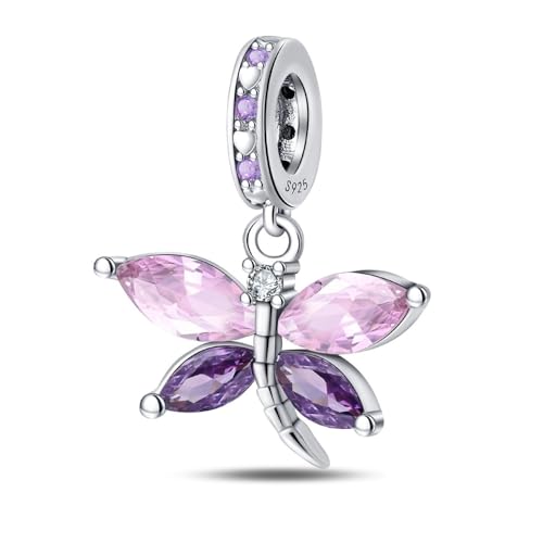 925 Sterling Silver Charms for Bracelets and Necklaces Beads Charms Jewelry Gift for Women - color: Purple Butterfly