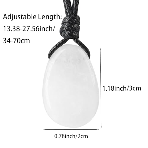 Natural Gemstone Pendant Necklace Healing Crystal Stone Choker Necklace Adjustable Waxed Black Rope for Men - color: Clear Quartz