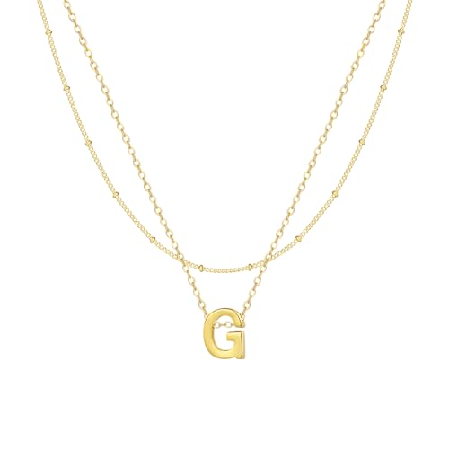 Gold Initial Necklaces for Women, 14k Gold Plated Round Letter A-Z Pendant Necklace Trendy Capital Monogram Necklace Dainty Name Pendant Necklace for Women Jewelry Gifts - style: Gold G