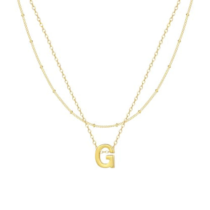 Gold Initial Necklaces for Women, 14k Gold Plated Round Letter A-Z Pendant Necklace Trendy Capital Monogram Necklace Dainty Name Pendant Necklace for Women Jewelry Gifts - style: Gold G