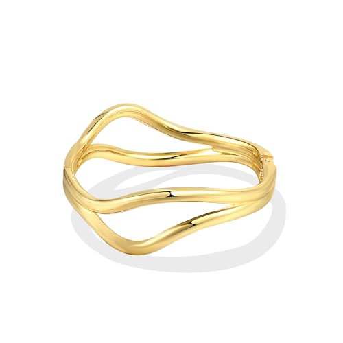 Elegance 11 designs Gold Plated Cuff Bangle Bracelets For Women Trendy Hinged Cuff Open Wide Chunky Gold Bracelet Minimalist Bangle Jewelry Gift - color: Line Bangle Gold