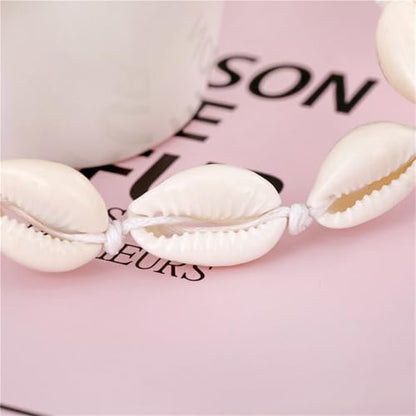 Shell Ankle Bracelet Set for Women,Boho Adjustable Beads Anklet Pack Natural White Shells Stack Stretch Seashell Pearl Starfish Bracelet Set Hawaiian Beach Vacation Foot Jewelry - style: J-Shell Beads