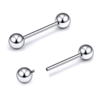 16G-2G ASTM F136 Titanium Internally Threaded Nipple Tongue Rings Piercing Jewelry Straight Industrial Earring Barbell G23 Titanium Nipple Tongue Bars Piercing Jewelry for Women Men 12MM-40MM - style: 14G, 14mm Length, 5mm Ball