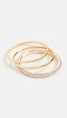 SHASHI Women's Aura Ring Set - color: Gold/Clear