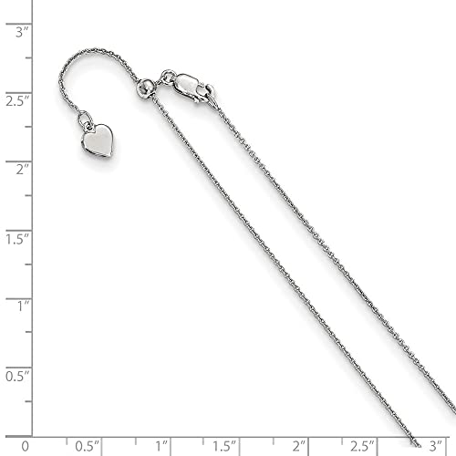 Diamond2Deal Sterling Silver RH-plated Adjustable .95mm Rolo Chain Necklace | 22 Inch Item Width 0.95 mm 925
