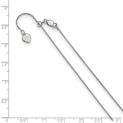 Diamond2Deal Sterling Silver RH-plated Adjustable .95mm Rolo Chain Necklace | 22 Inch Item Width 0.95 mm 925