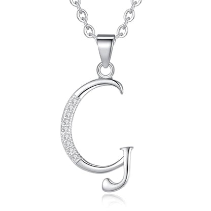 VIKI LYNN Dainty Initial Letter Pendant Necklace for Women | Cubic Zirconia Initial Jewelry, Personalized Letter Necklace, Dainty Women Jewelry, Birthday Gift Idea for Her, Mom and Wife - color: Silver, style: Silver-G